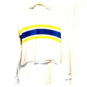 White sweater with front stripes